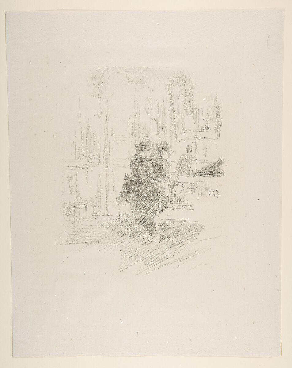 The Duet, No. 2, James McNeill Whistler (American, Lowell, Massachusetts 1834–1903 London), Transfer lithograph; only state (Chicago); printed in black ink on grayish laid China paper 