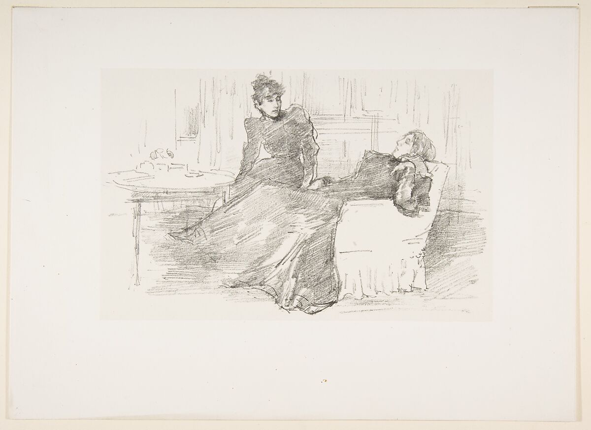 The Sisters, James McNeill Whistler (American, Lowell, Massachusetts 1834–1903 London), Transfer lithograph with scraping, printed on grayish white chine mounted on white plate paper; first state of two (Chicago)
