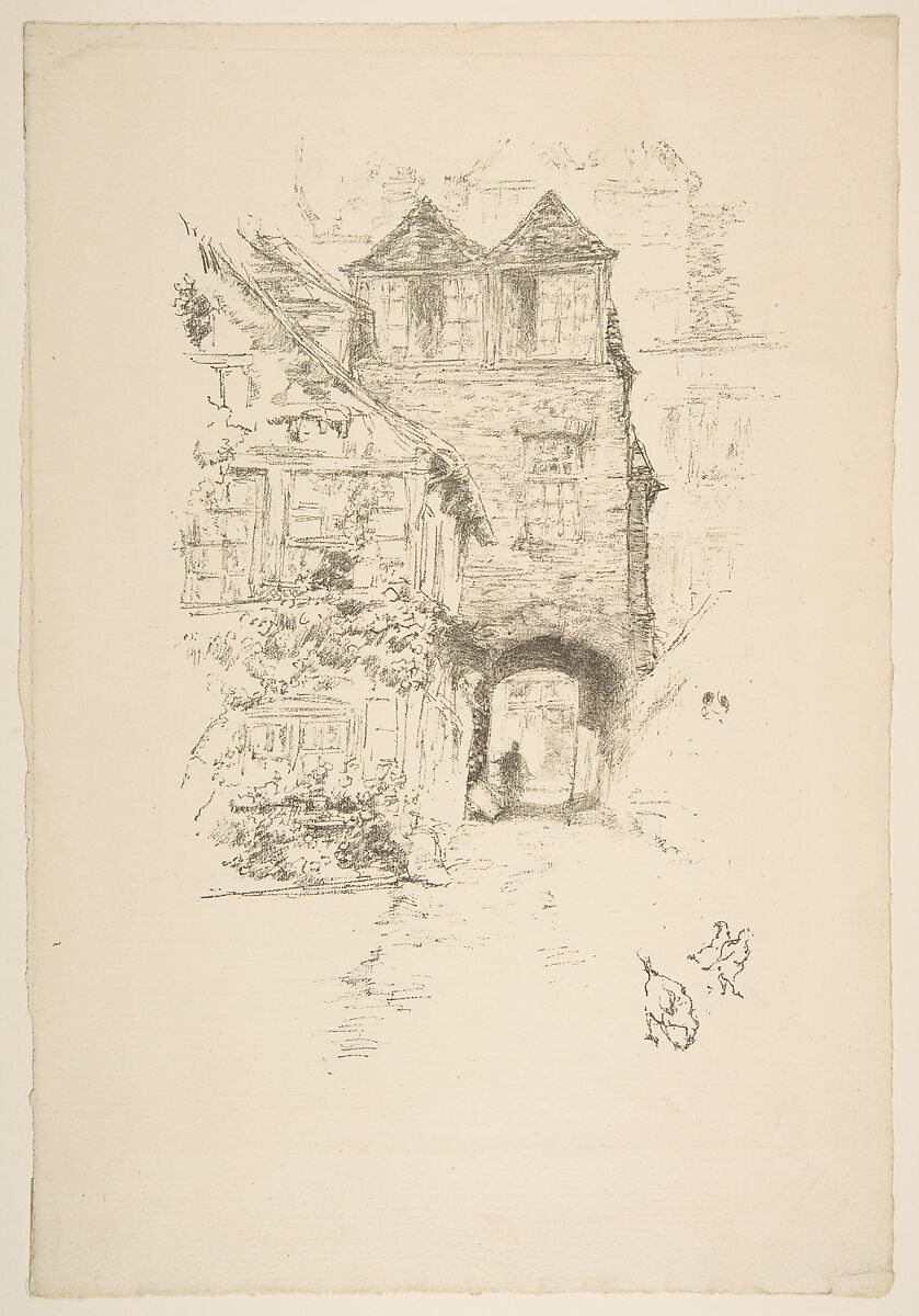 The Priest's House, Rouen, James McNeill Whistler (American, Lowell, Massachusetts 1834–1903 London), Transfer lithograph with stumping and scaping; second state of two (Chicago); printed in black ink on medium weight cream laid paper 