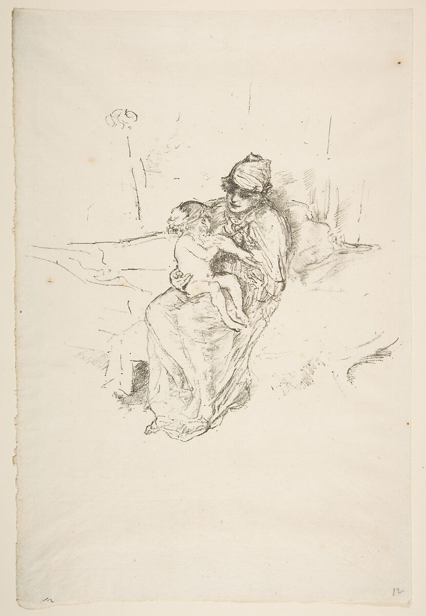 Mother and Child, No. 1, James McNeill Whistler (American, Lowell, Massachusetts 1834–1903 London), Transfer lithograph with scraping and stumping; second state of two (Chicago); printed in black ink on fine white laid paper 