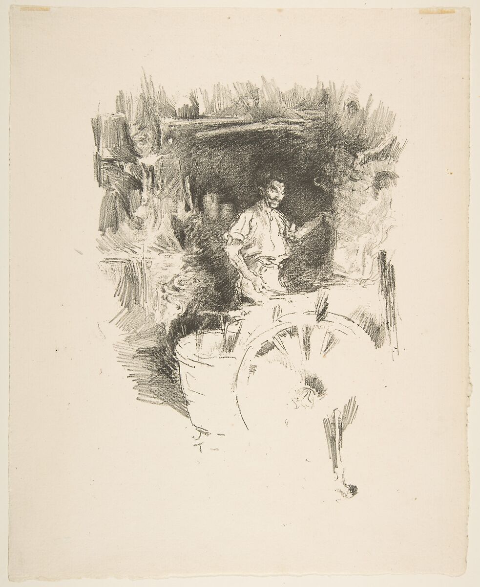 The Blacksmith, James McNeill Whistler (American, Lowell, Massachusetts 1834–1903 London), Transfer lithograph with stumping; third state of three (Chicago); printed in black ink on medium weight cream laid paper 