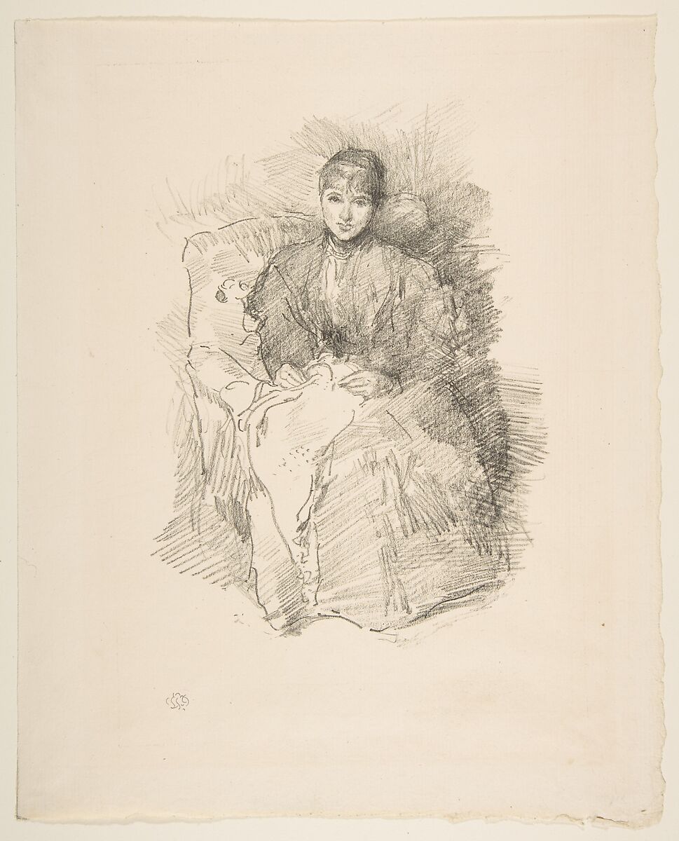 Needlework, James McNeill Whistler (American, Lowell, Massachusetts 1834–1903 London), Transfer lithograph; only state (Chicago); printed in black ink on cream laid paper 