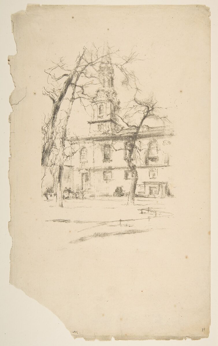 St. Giles-in-the-Fields, James McNeill Whistler (American, Lowell, Massachusetts 1834–1903 London), Transfer lithograph with stumping; only state (Chicago); printed in black ink on cream laid paper removed from an old ledger 