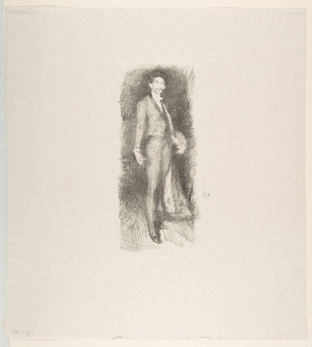Count Robert de Montesquiou, No. 2, James McNeill Whistler (American, Lowell, Massachusetts 1834–1903 London), Transfer lithograph with scraping, drawn on thin transparent transfer paper; only state (Chicago); printed in black ink on grayish ivory China paper 