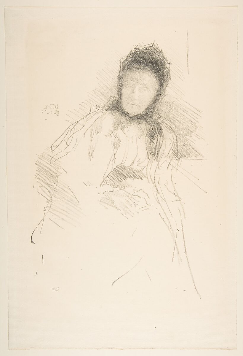 Unfinished Sketch of Lady Haden, James McNeill Whistler (American, Lowell, Massachusetts 1834–1903 London), Lithograph with scraping; second state of three (Chicago); printed in black ink on cream laid paper 