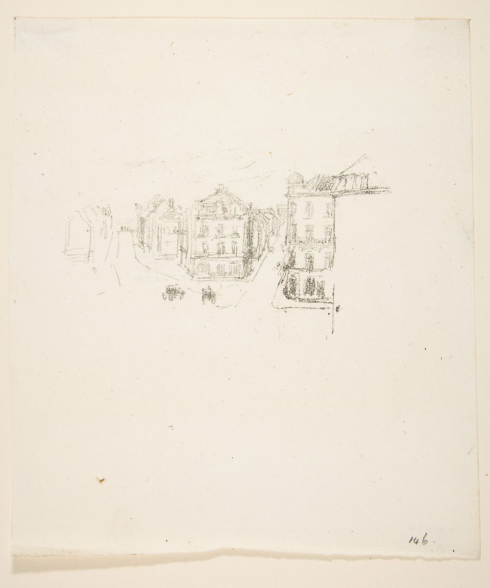 Trial Sketch: Grande Rue Dieppe, James McNeill Whistler (American, Lowell, Massachusetts 1834–1903 London), Transfer lithograph; only state (Chicago); this was not transferred to stone and printed until 1904; printed in 
black ink on cream laid paper 