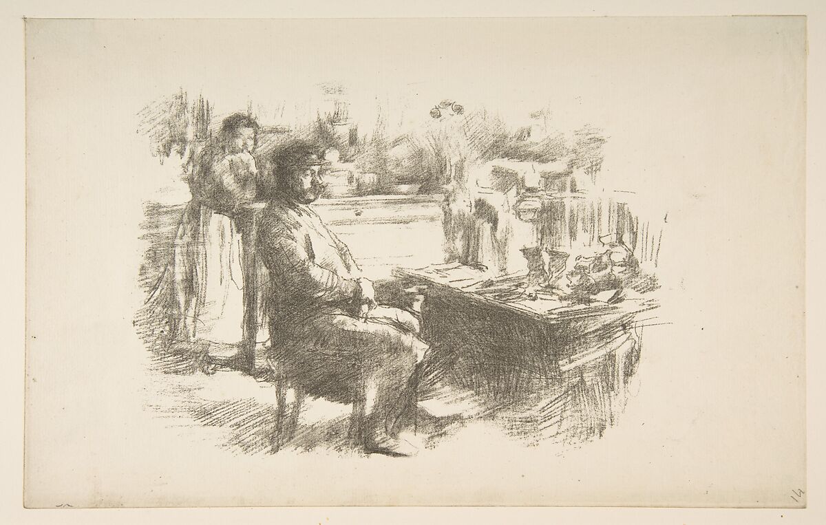 The Shoemaker, James McNeill Whistler (American, Lowell, Massachusetts 1834–1903 London), Transfer lithograph with stumping; only state (Chicago); printed in black ink on medium weight  ivory laid paper 
