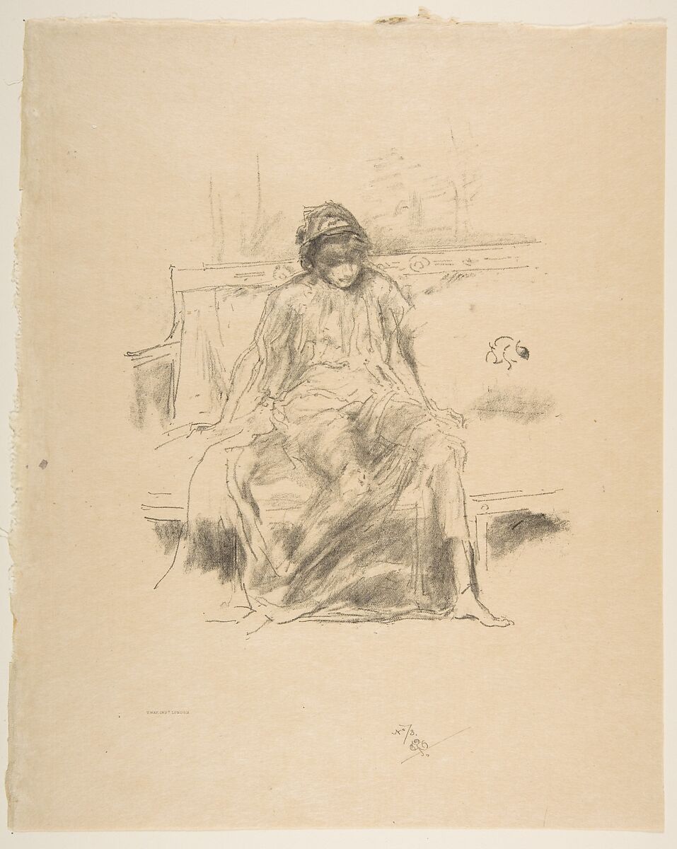 The Draped Figure Seated, from "L'Estampe Originale", James McNeill Whistler (American, Lowell, Massachusetts 1834–1903 London), Transfer lithograph with stumping; only state (Chicago); printed in black ink on heavy weight tan laid Japanese vellum 