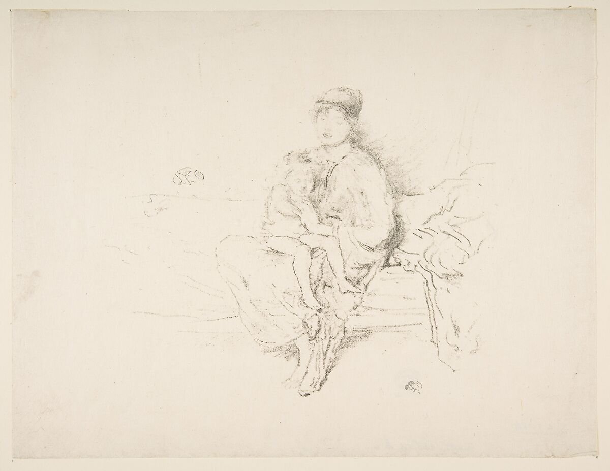 Mother and Child, No. 2, James McNeill Whistler (American, Lowell, Massachusetts 1834–1903 London), Transfer lithograph; only state (Chicago); printed in black ink on cream Japanese laid paper 