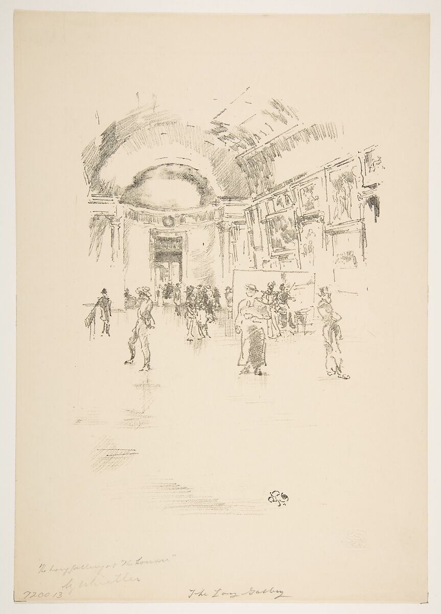 The Long Gallery, Louvre, James McNeill Whistler (American, Lowell, Massachusetts 1834–1903 London), Transfer lithograph with stumping; only state (Chicago); printed in black ink on ivory wove paper 