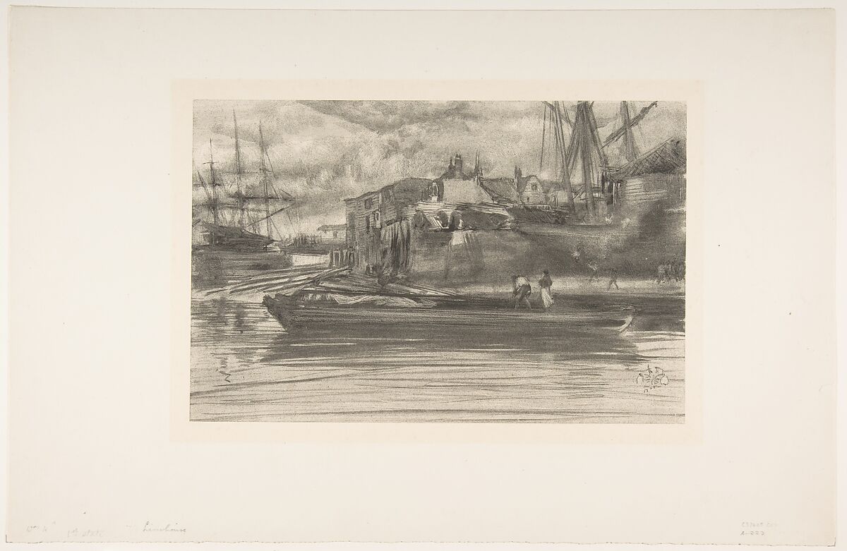 Limehouse, James McNeill Whistler (American, Lowell, Massachusetts 1834–1903 London), Lithotint with scraping and incising, on a prepared half-tint ground; first state of three (Chicago) printed in black ink on off-white wove paper