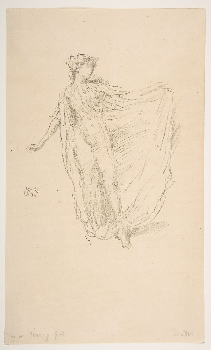 Dancing Girl, James McNeill Whistler (American, Lowell, Massachusetts 1834–1903 London), Transfer lithograph; only state (Chicago); printed in black ink on coarse tan laid paper 