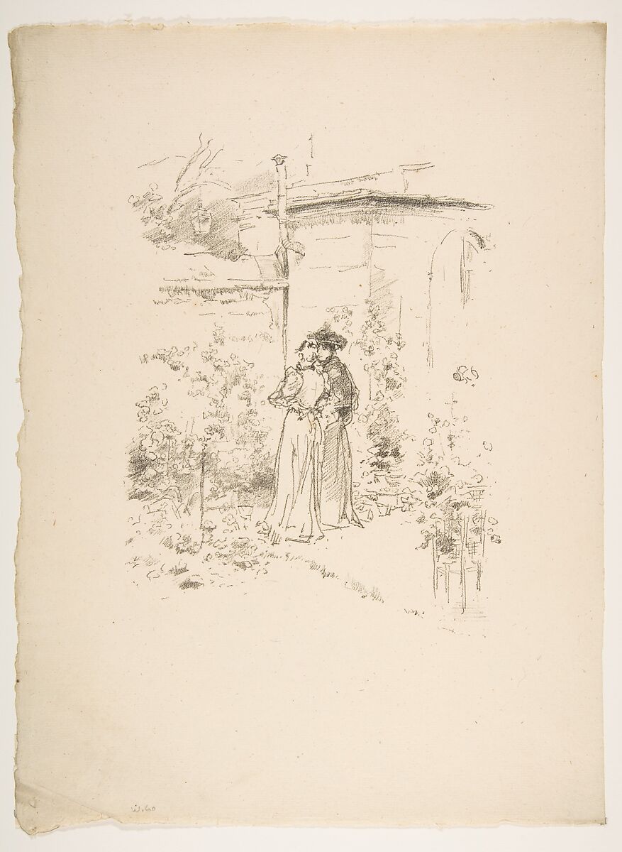Confidences in the Garden, James McNeill Whistler (American, Lowell, Massachusetts 1834–1903 London), Transfer lithograph; only state (Chicago); printed in black ink on medium weight cream laid paper 