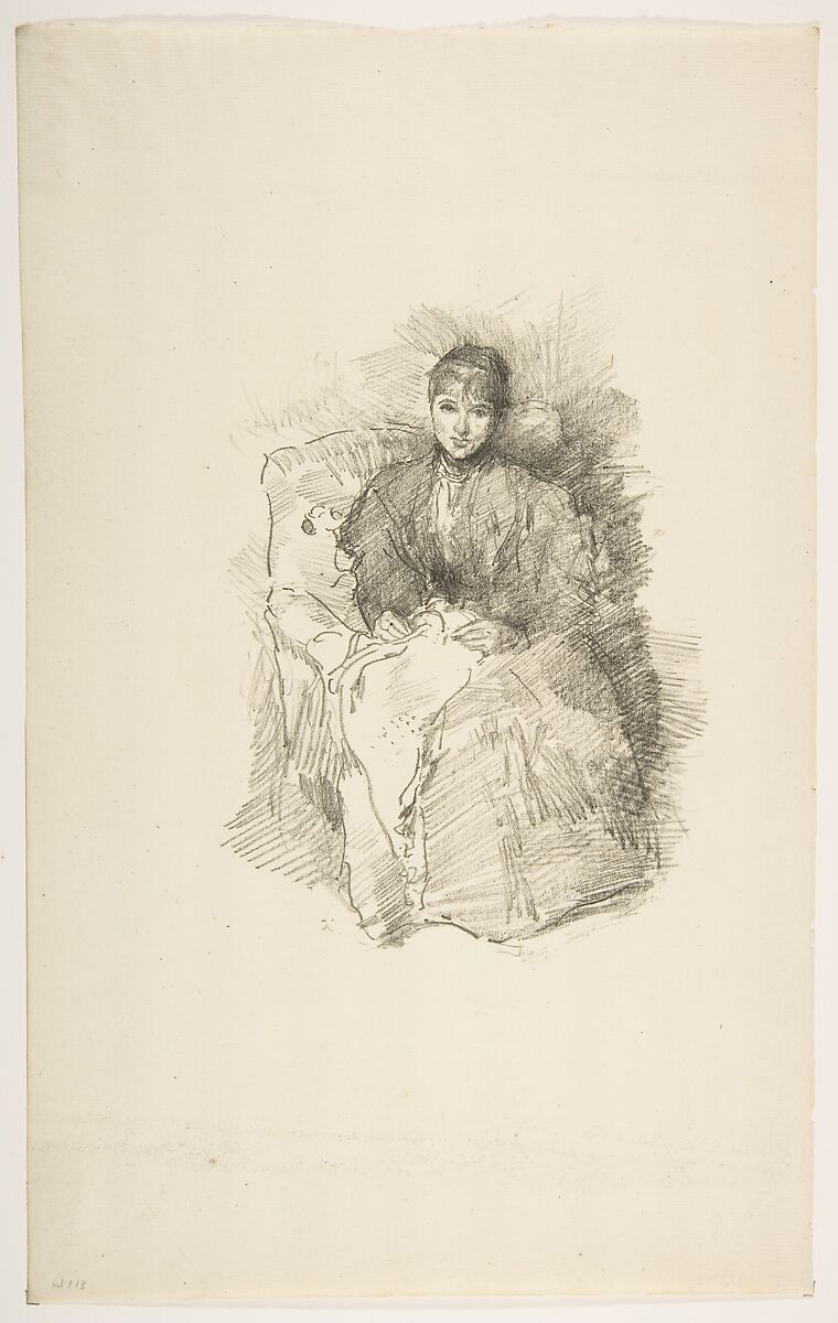 Needlework, James McNeill Whistler (American, Lowell, Massachusetts 1834–1903 London), Transfer lithograph; only state (Chicago); printed in black ink on ivory laid paper 
