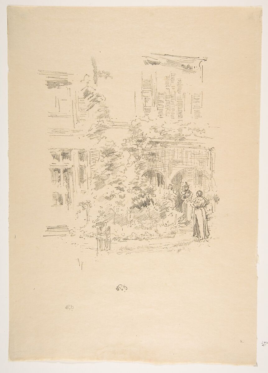 The Garden Porch, James McNeill Whistler (American, Lowell, Massachusetts 1834–1903 London), Transfer lithograph; only state (Chicago); printed on cream laid Japan 
