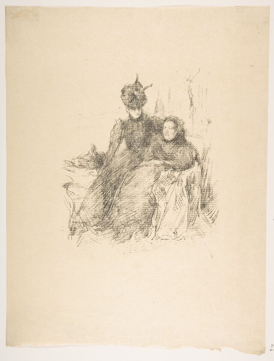 Mother and Daughter (La Mère Malade), James McNeill Whistler (American, Lowell, Massachusetts 1834–1903 London), Transfer lithograph with stumping; only state (Chicago); printed in black ink on fine cream Japan paper 