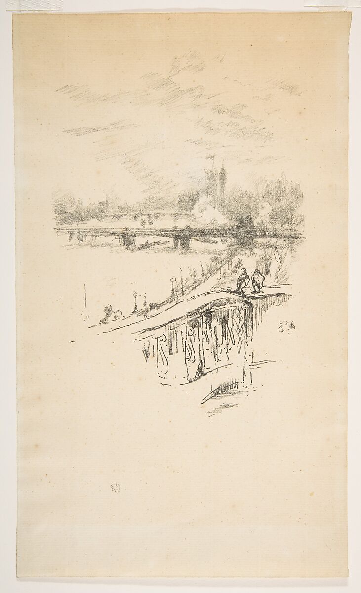Savoy Pigeons, James McNeill Whistler (American, Lowell, Massachusetts 1834–1903 London), Transfer lithograph; only state (Chicago), from the published edition printed from a supplementary stone; printed in black ink on heavy cream laid paper 