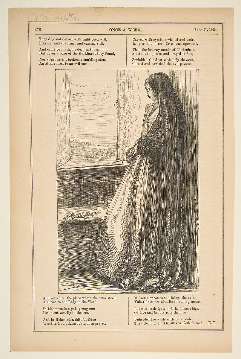 Count Burckhardt (from "Once a Week," September 27, 1862), After James McNeill Whistler (American, Lowell, Massachusetts 1834–1903 London), Wood engraving 