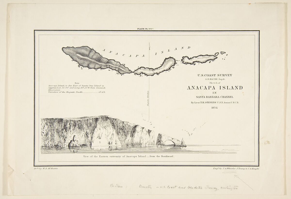 U.S. Coast Survey...Sketch of Anapaca Island in Santa Barbara Channel, James McNeill Whistler (American, Lowell, Massachusetts 1834–1903 London), Transfer lithograph 