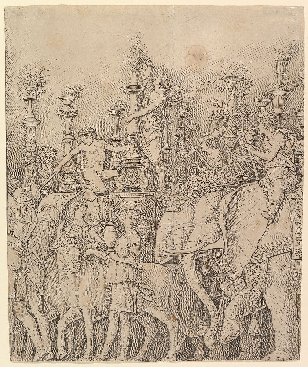 The Triumph of Caesar: The Elephants, Gian Marco Cavalli (Italian, ca. 1454–after 1508, activity documented 1475–1508), Engraving (trimmed, late impression) 