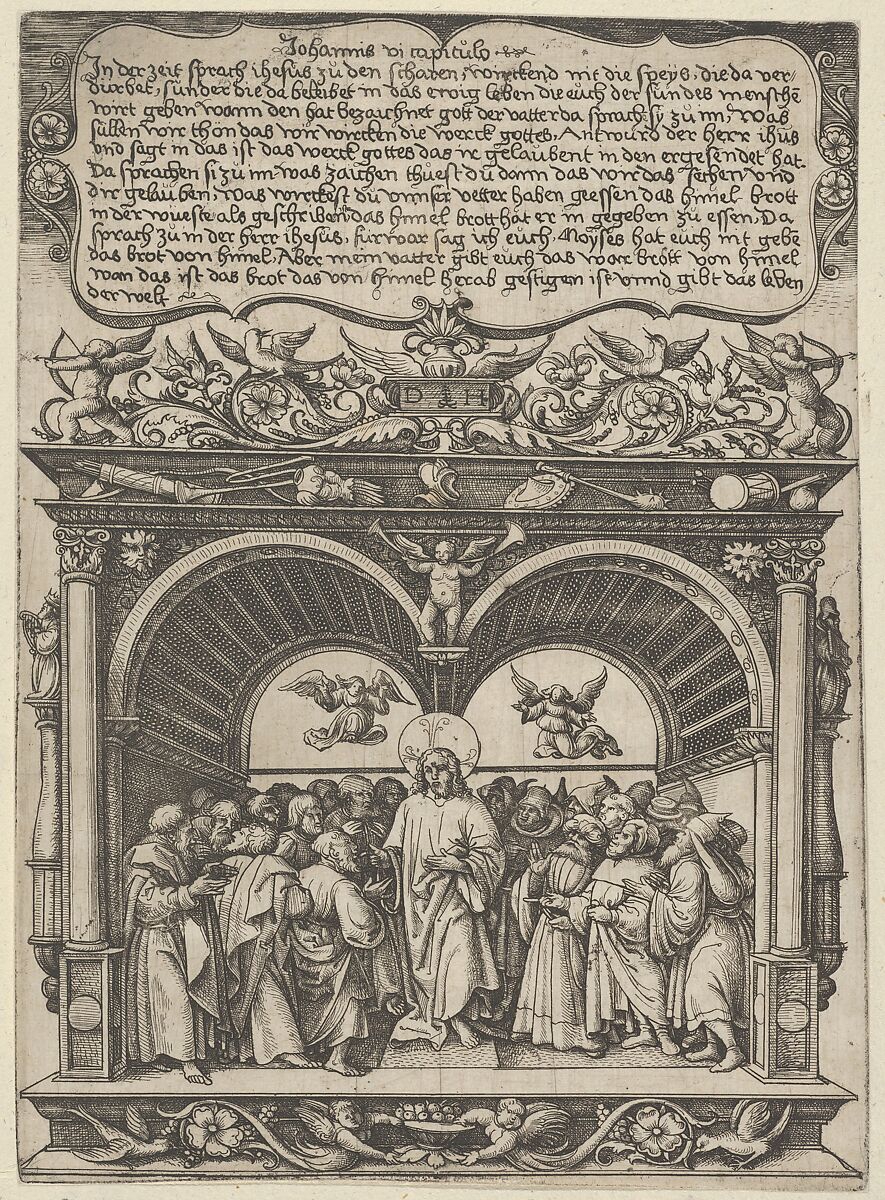 Christ Sermonizing on the Bread from Heaven, Daniel Hopfer (German, Kaufbeuren 1471–1536 Augsburg), Etching; first state of two 