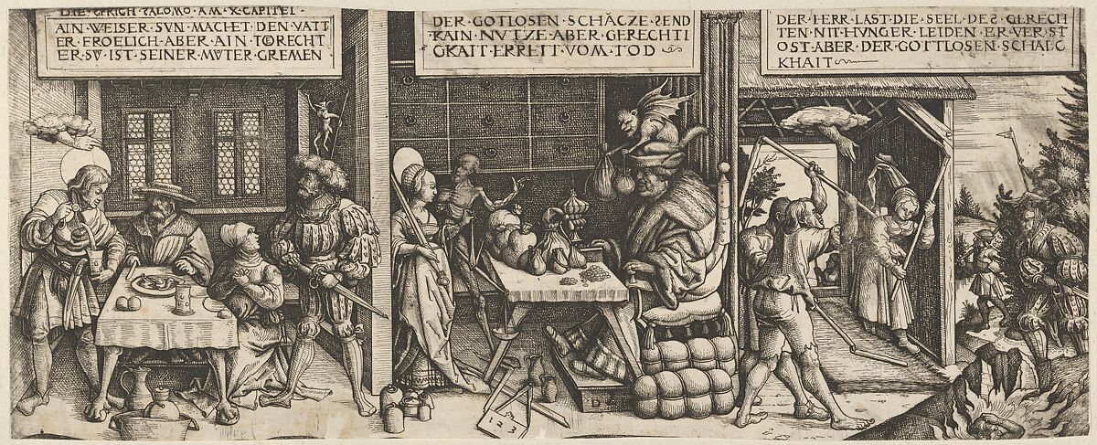 Illustrations to Proverbs 10: 1-3, Daniel Hopfer (German, Kaufbeuren 1471–1536 Augsburg), Etching; second state of three 