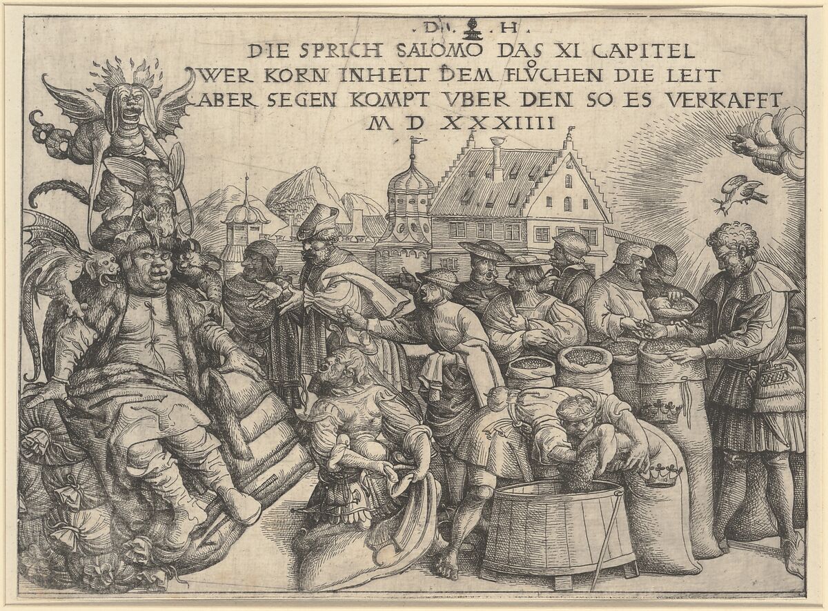 Illustration to Proverbs 11: 26, Daniel Hopfer (German, Kaufbeuren 1471–1536 Augsburg), Etching; second state of four 