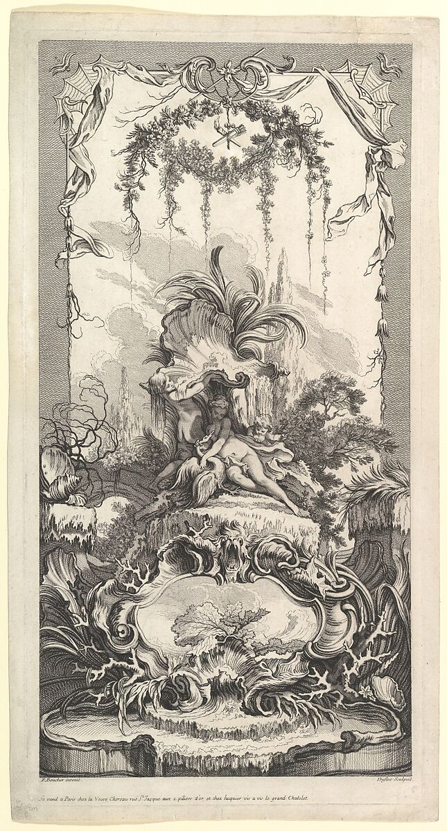 Leda and the Swan, Claude Augustin Duflos le Jeune (French, Paris 1700–1786 Paris), Etching 
