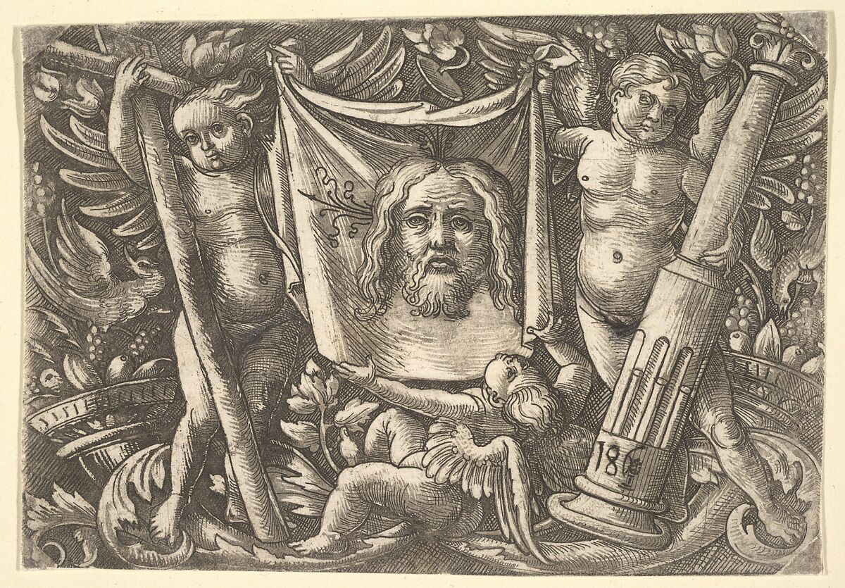 The Sudarium Held by Two Angels, Daniel Hopfer  German, Etching with tone; third state of three