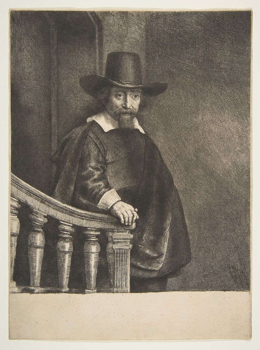 Ephraim Bueno, Jewish Physician, Rembrandt (Rembrandt van Rijn) (Dutch, Leiden 1606–1669 Amsterdam), Etching, drypoint, and burin; second of two states 