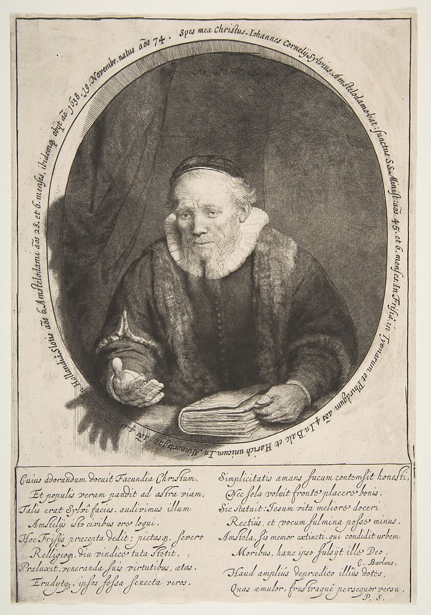 Jan Cornelisz. Sylvius, preacher, Rembrandt (Rembrandt van Rijn) (Dutch, Leiden 1606–1669 Amsterdam), Etching, drypoint, and burin; second of two states 