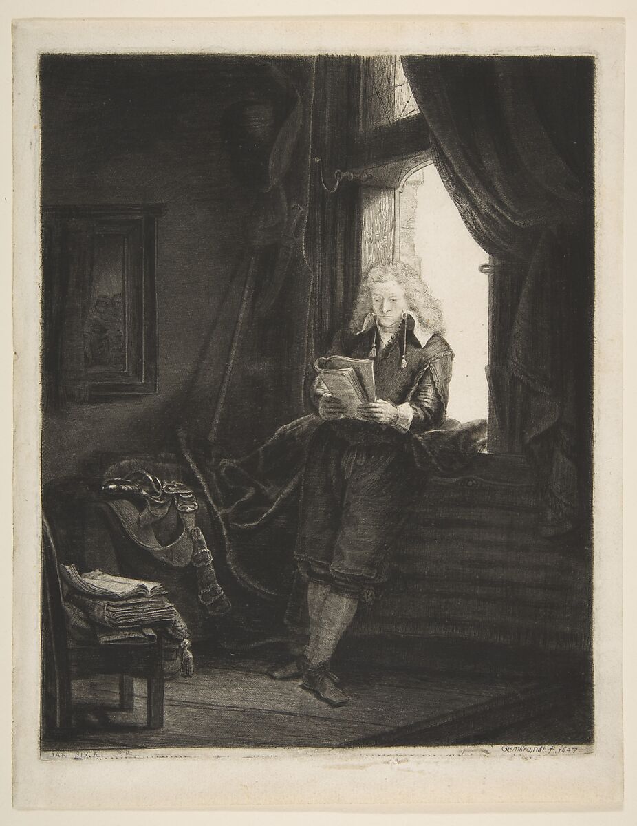Jan Six, Rembrandt (Rembrandt van Rijn)  Dutch, Etching, drypoint, burin; fifth of five states