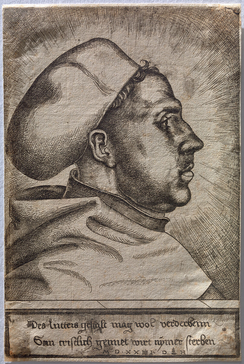 Portrait of Martin Luther, Daniel Hopfer (German, Kaufbeuren 1471–1536 Augsburg), Etching; first state of two