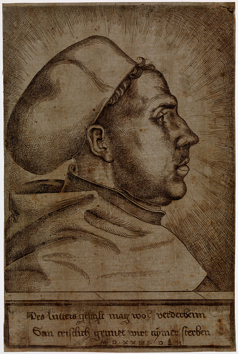 Portrait of Martin Luther, Daniel Hopfer (German, Kaufbeuren 1471–1536 Augsburg), Etching; first state of two