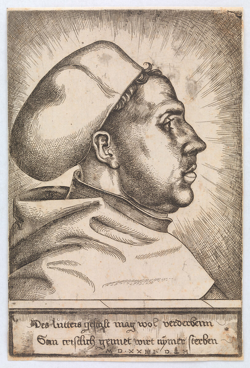 Portrait of Martin Luther, Daniel Hopfer (German, Kaufbeuren 1471–1536 Augsburg), Etching; first state of two