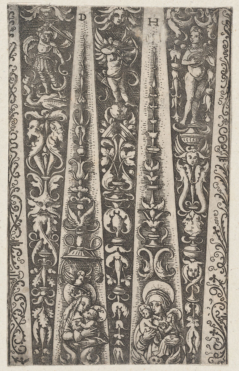 Design for the Channels of Fluted Armor, Daniel Hopfer (German, Kaufbeuren 1471–1536 Augsburg), Etching; second state of two 