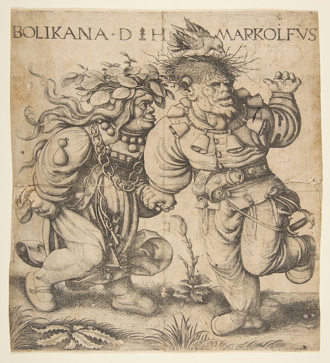 Bolinka and Marcolfus, Daniel Hopfer (German, Kaufbeuren 1471–1536 Augsburg), Etching; fourth state of four 