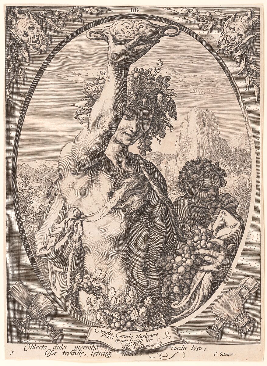 Bacchus, Hendrick Goltzius (Netherlandish, Mühlbracht 1558–1617 Haarlem), Engraving