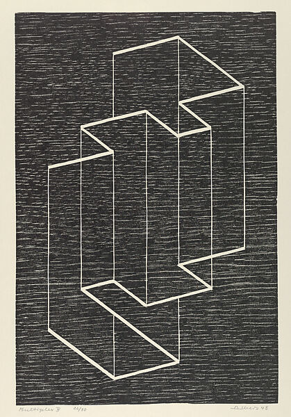 Multiplex B, Josef Albers (American (born Germany), Bottrop 1888–1976 New Haven, Connecticut), Woodcut 