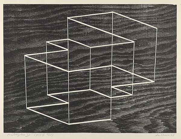 Multiplex D, Josef Albers (American (born Germany), Bottrop 1888–1976 New Haven, Connecticut), Woodcut 