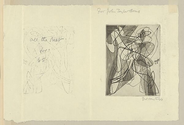 Greeting Card for 1944–45, Stanley William Hayter (British, London 1901–1988 Paris), Engraving 