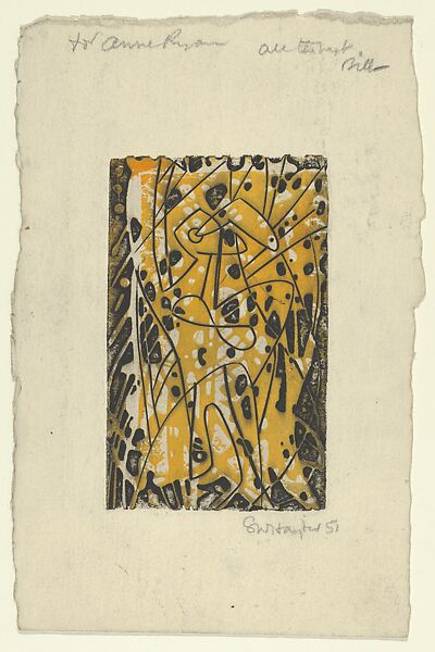 Greeting Card for 1951–52, Stanley William Hayter (British, London 1901–1988 Paris), Engraving and etching, color 