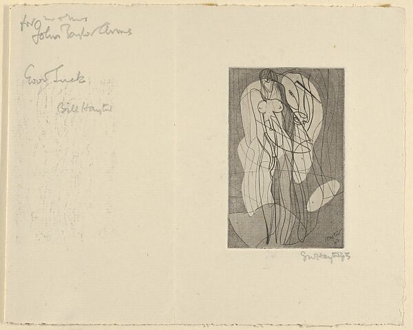 Greeting Card for 1943–44, Stanley William Hayter (British, London 1901–1988 Paris), Engraving and soft-ground etching 