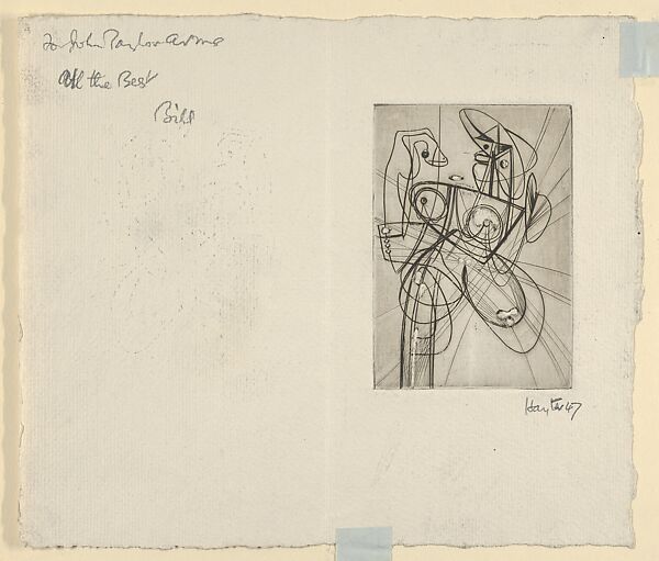 (Cérès), Greeting Card for 1947–48, Stanley William Hayter (British, London 1901–1988 Paris), Engraving and scorper 