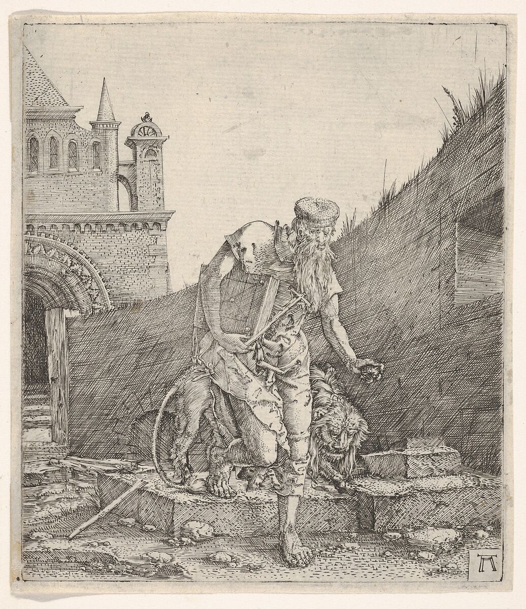 Saint Jerome Walking in a Churchyard, Albrecht Altdorfer (German, Regensburg ca. 1480–1538 Regensburg), Engraving 