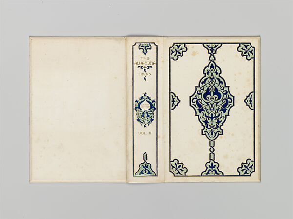 The Alhambra, Alice Cordelia Morse (American, Ohio 1863–1961), Cream cloth covered boards with gold, green and blue decoration 