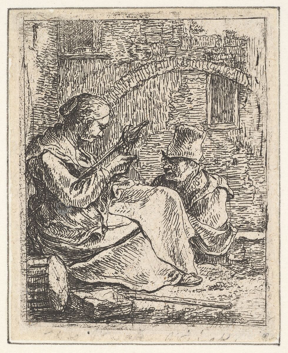 Woman Spinning, Thomas Wijck (Dutch, Beverwijck, near Haarlem 1616?–1677 Haarlem), Etching with drypoint 