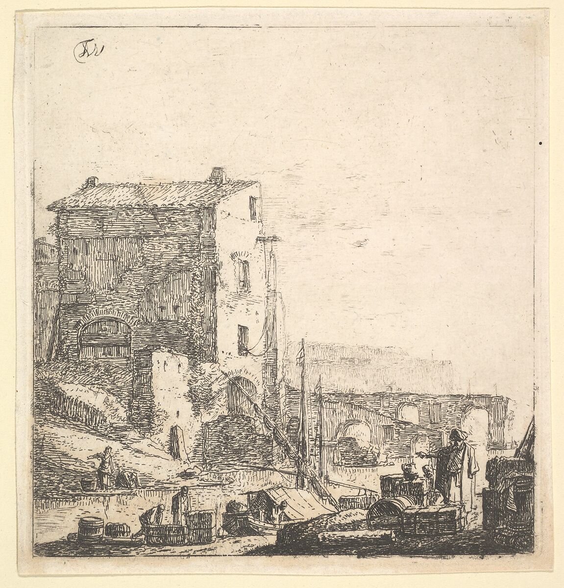 An Oriental Merchant with Merchandise at Riverside, Thomas Wijck (Dutch, Beverwijck, near Haarlem 1616?–1677 Haarlem), Etching; third state of four 