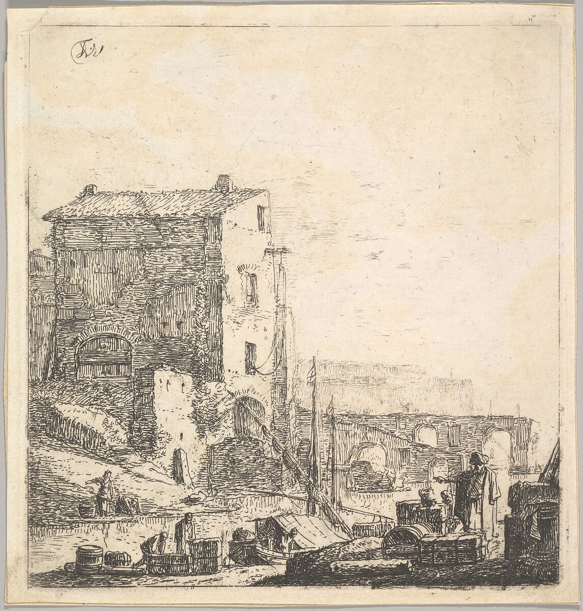 An Oriental Merchant with Merchandise at Riverside, Thomas Wijck (Dutch, Beverwijck, near Haarlem 1616?–1677 Haarlem), Etching; third state of four 