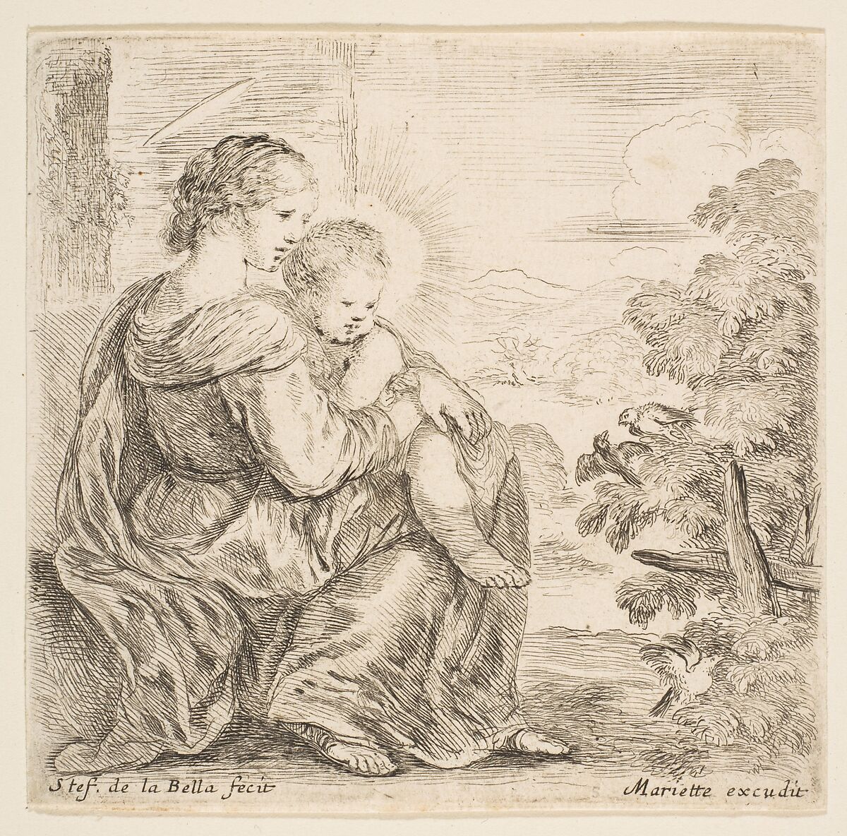 Virgin and Christ Child, Stefano della Bella (Italian, Florence 1610–1664 Florence), Etching; second state of three 